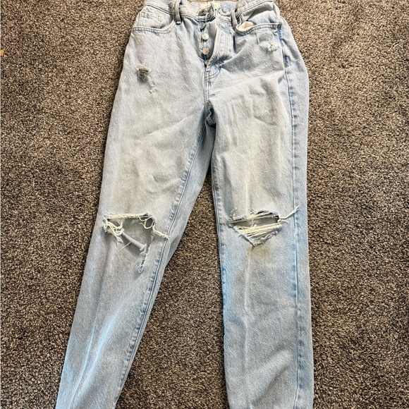 Light Blue Relaxed Fit Boyfriend Jeans Distressed - Picture 1 of 10